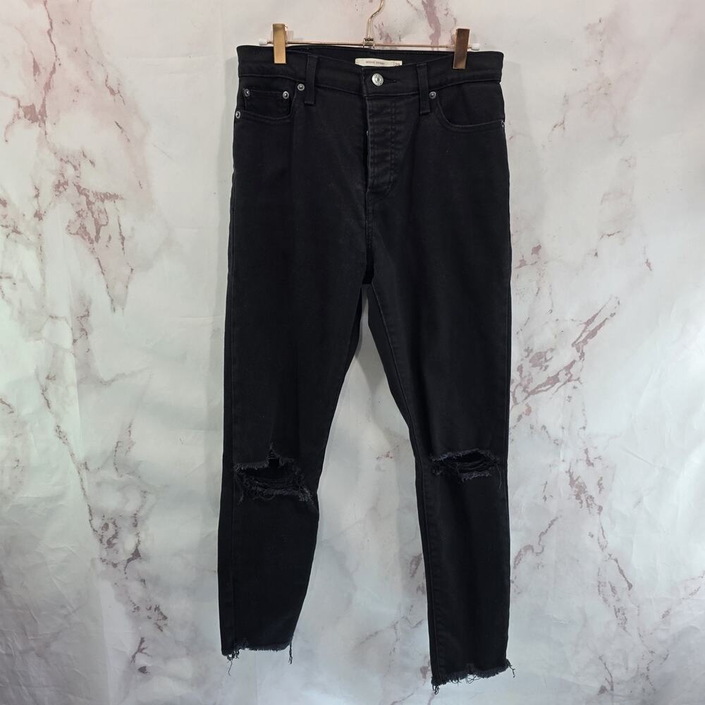 Levis Jeans Women 29 Wedgie Skinny Button Fly High Rise Holes Distressed